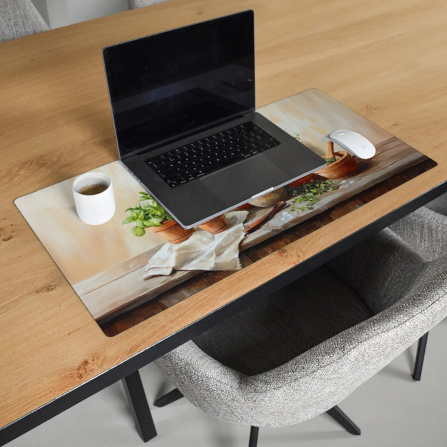 Potten - Kruiden - Hout Muismat XXL klein -sfeer1