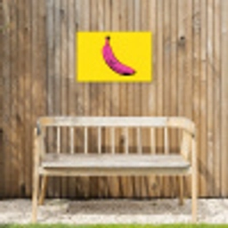 Banaan - Grafisch - Geel Tuinposter op houten frame 2 cm dik klein -sfeer4