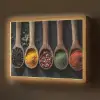 Houten - Lepels - Specerijen - Kruiden Light Box met batterij (Wandlamp) middel -z3d_website