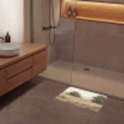 Landschap - Minimalistisch - Beige Badmat klein -sfeer2