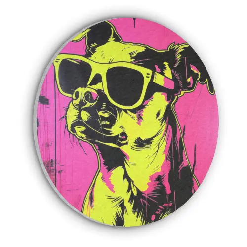 Hond - Zonnebril - Roze - Art Akoestische PET Vilt - Rond klein -3d