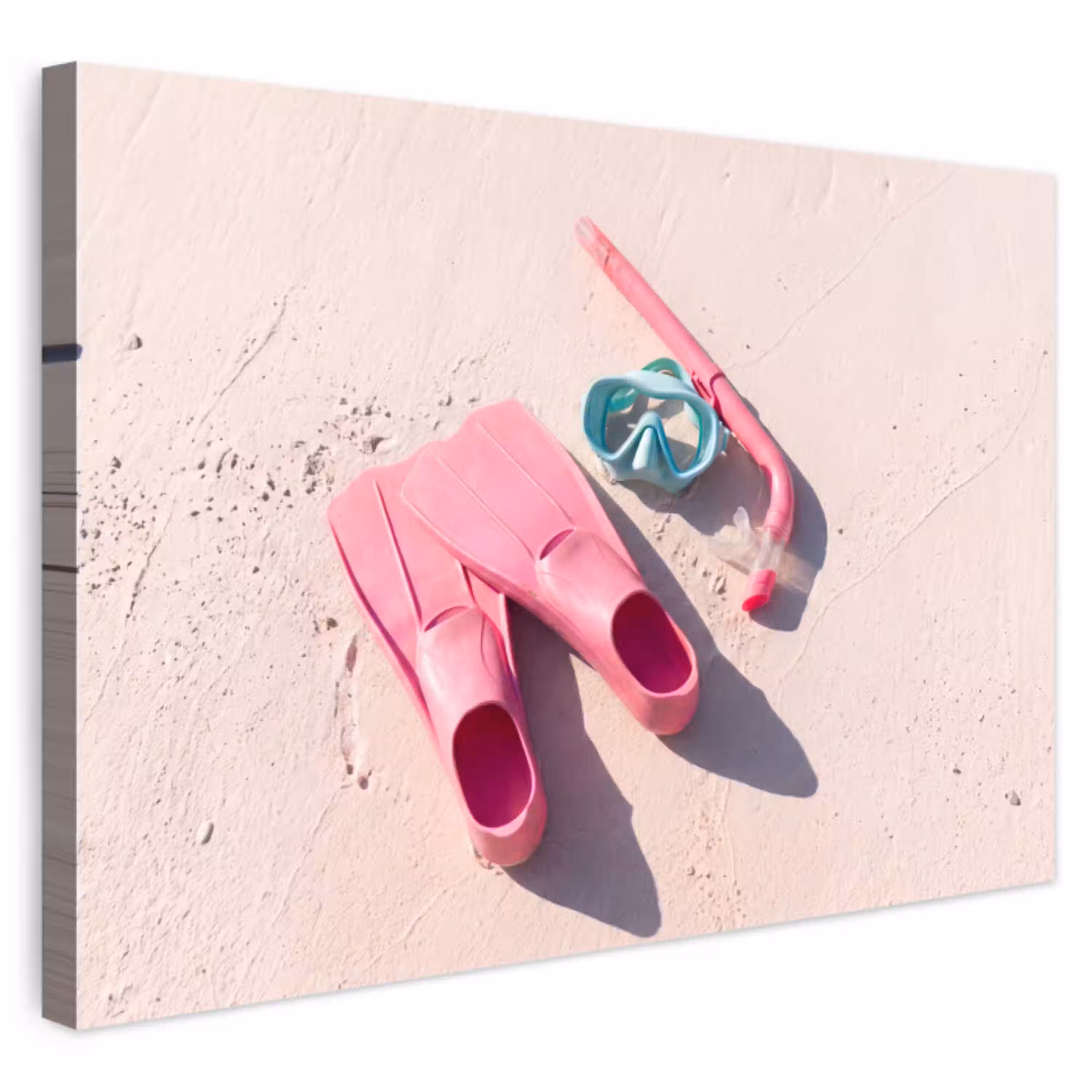 Snorkelset - Strand - Zomer - Roze Tuinposter op houten frame 2 cm dik klein -3d