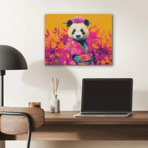Kimono - Roze - Panda - Bloemenkroon PET vilt klein -sfeer5