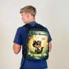 Kat - Vlinder - Bloemen Rugzak - Zwart middel -sfeer8