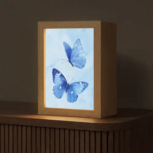 Vlinders - Sierlijk - Blauw Light Box met kabel (Tafellamp) klein -z3d_website