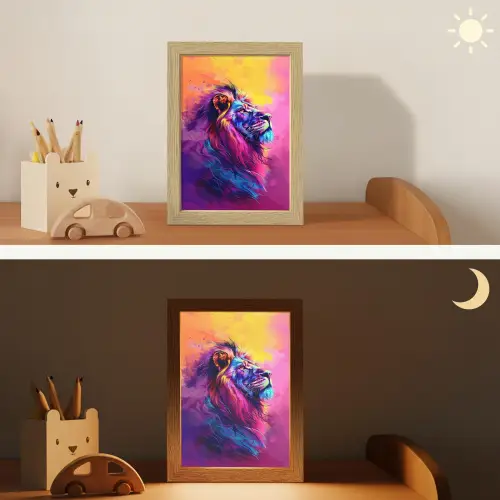 Leeuw - Verf- Kleuren - Dier Light Box met kabel klein -sfeer3_kind