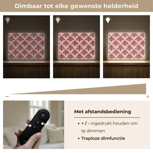 Waaier -  Roze - Rood Light Box met batterij (Wandlamp) middel 907 -USP_dimbaarNL