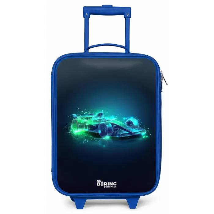 Neon racewagen in digitale stijl Kinderkoffer - Blauw klein -zz3dotto