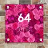 Roze rozen - Modern Naambord Vierkant klein -sfeer2