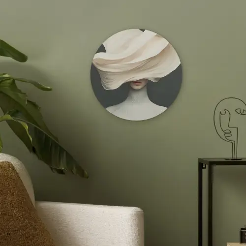 Vrouw - Beige - hoed Akoestische PET Vilt - Rond klein -sfeer2