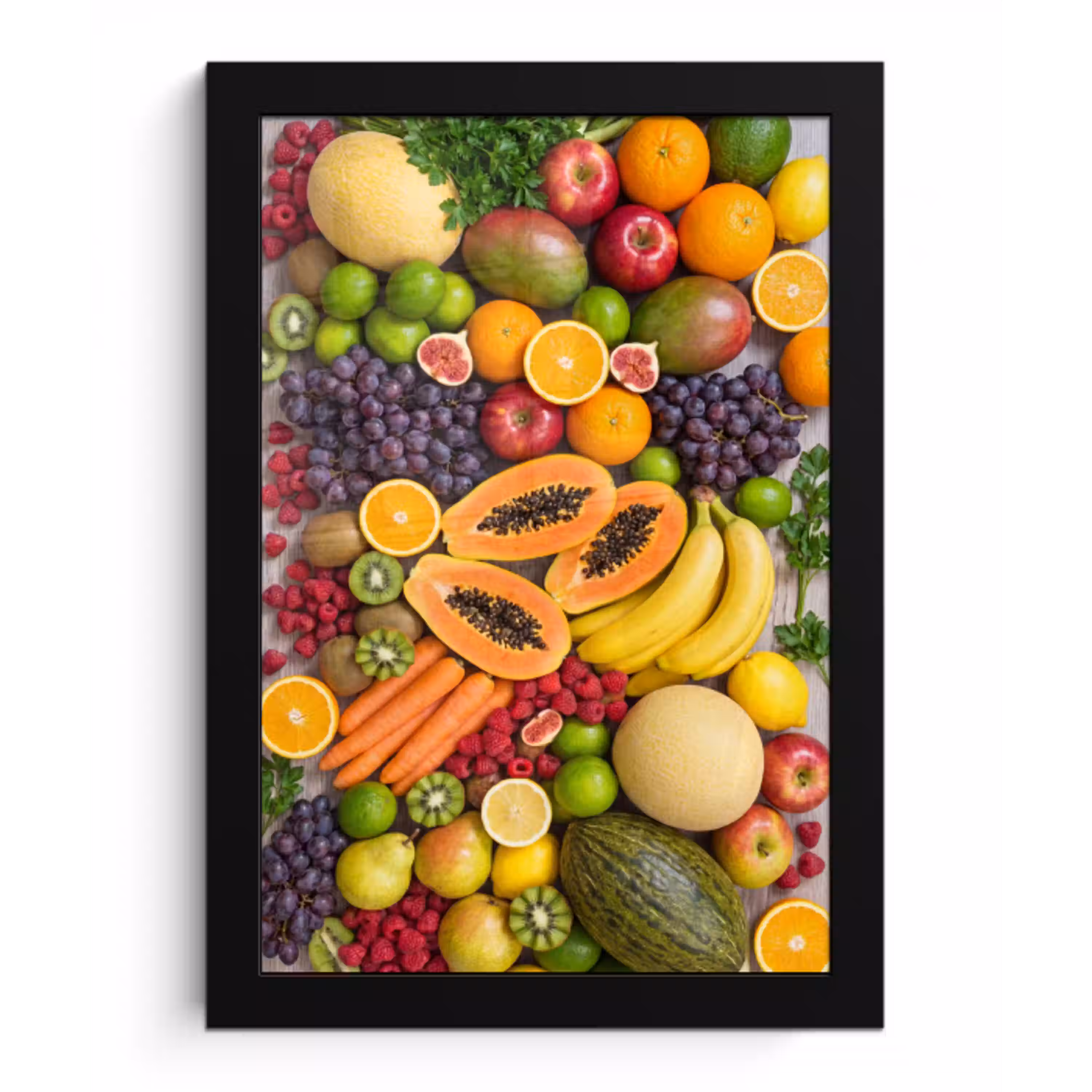 Eten - Fruit - Groenten - Vers - Kleurrijk fotolijst zwart zonder passe partout klein -3d