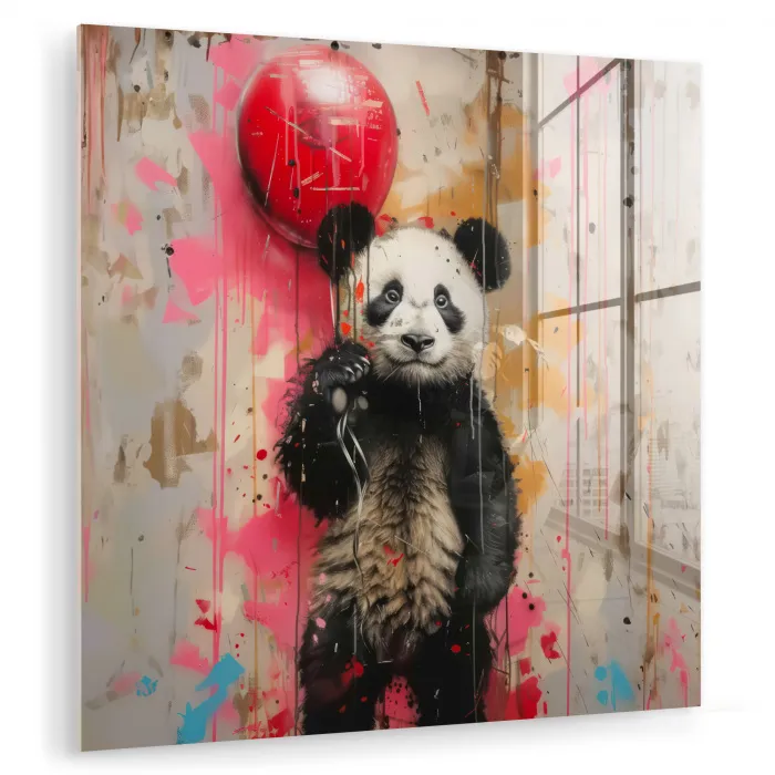 Graffiti - Panda - Ballon - Street art - Banksy plexiglas 5mm klein -zzzproduct_nieuw