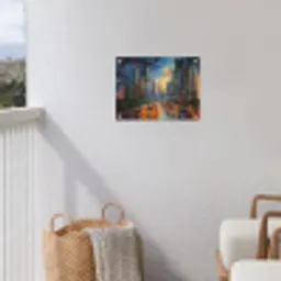 Auto - Skyline - Zon - Blauw tuinposter los doek klein -sfeer8