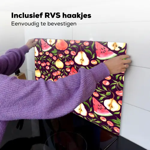 Donker - Bladeren - Fruit - Patroon Inductie beschemer met haakjes klein 777 -ky-ophangen-nl