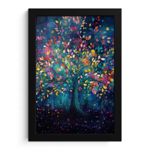 Kleurrijk - Boom - Magisch - Abstract fotolijst zwart zonder passe partout klein -3d