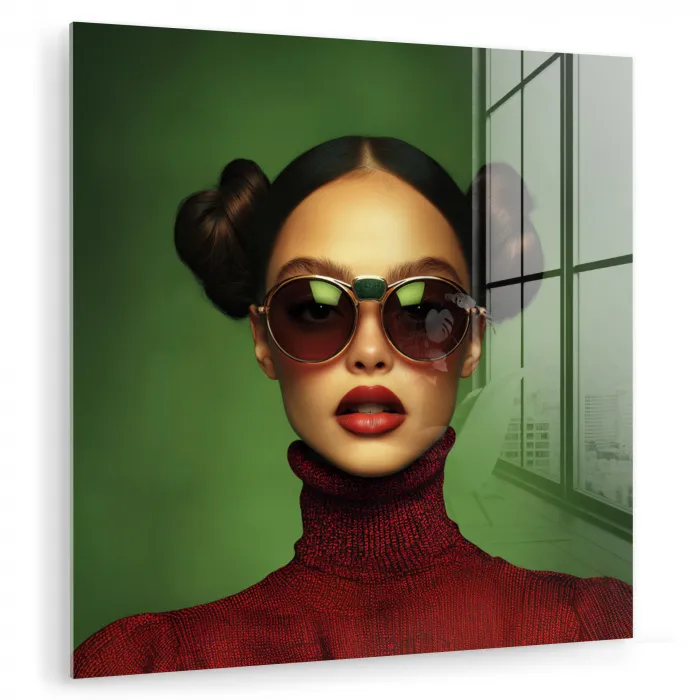 Vrouw - Groen - Bril - Aesthetic - Modern plexiglas 5mm klein -zzzproduct_nieuw
