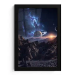 Fantasy - Kosmos - Landschap fotolijst zwart zonder passe partout klein -3d