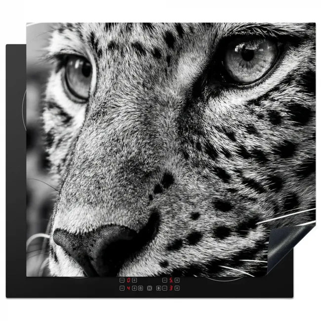 Herdabdeckplatte - Leopard - Schwarz - Weiß - Auge