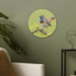 Vogel - Tak - Natuur - Kleurrijk Akoestische PET Vilt - Rond klein -sfeer2