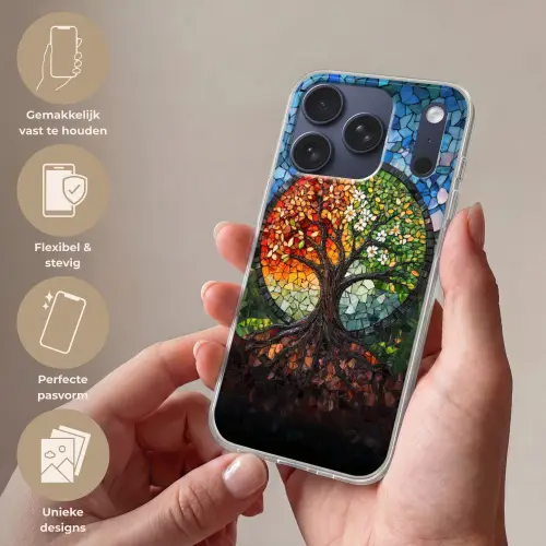 Boom - Seizoenen - Mozaïek - Bergen Telefoonhoesje iPhone 17 Pro klein -sfeer3_NL