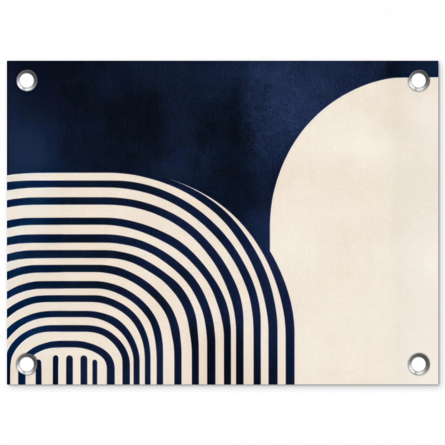 Donkerblauw - Abstract - Lijnen tuinposter los doek klein -3d