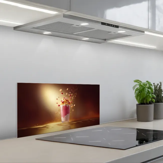 Framboos - Smoothie - Drinken - Roze keuken achterwand spatscherm klein -3d_schuin