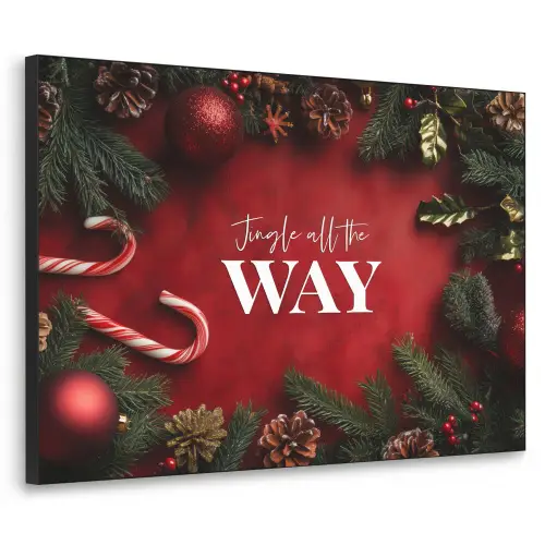 Kerst - Quote - Rood - Kerstballen Textielframe zwart klein -3d