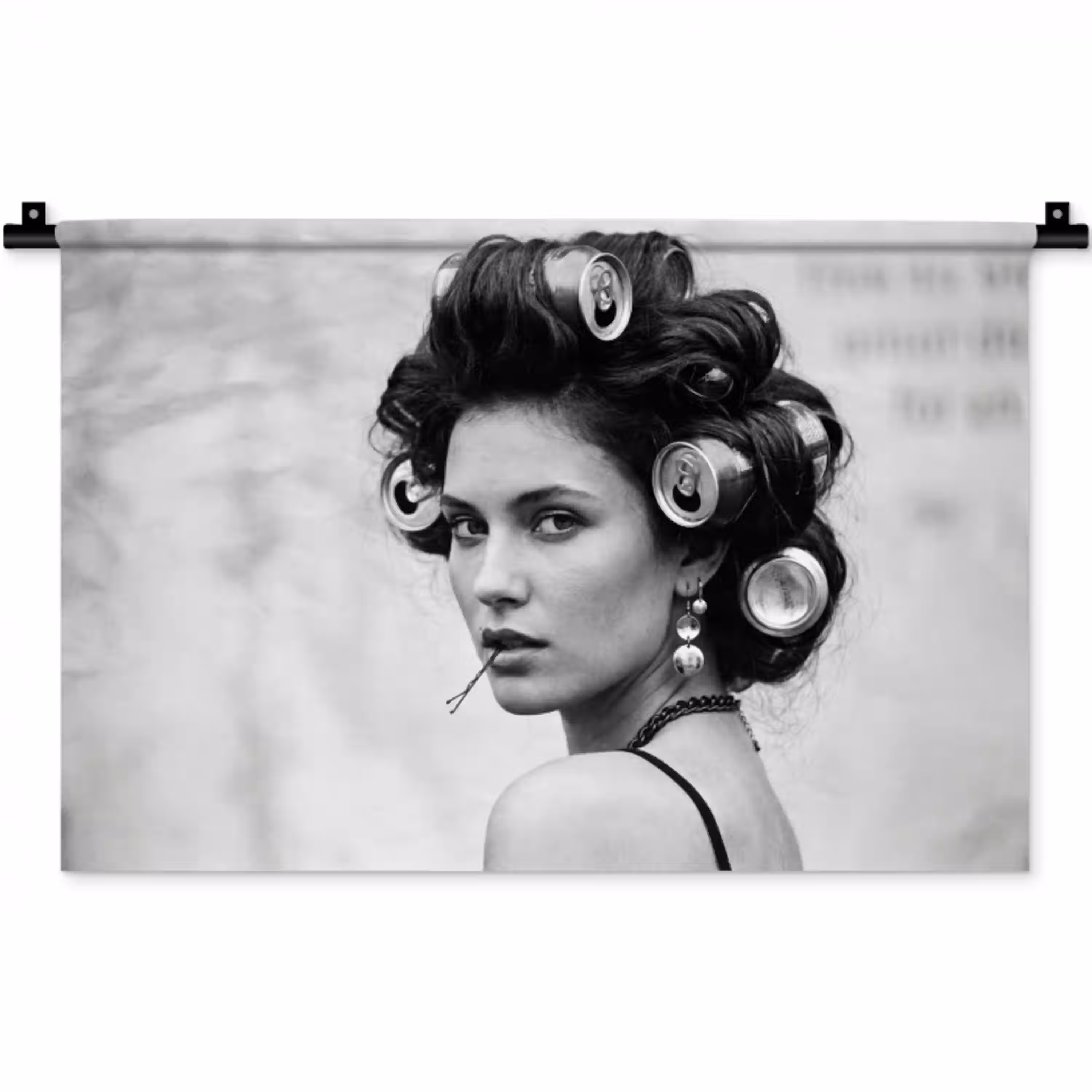 Edgy - Vrouw - Zwart - Wit Wandkleed katoen klein -zz3d