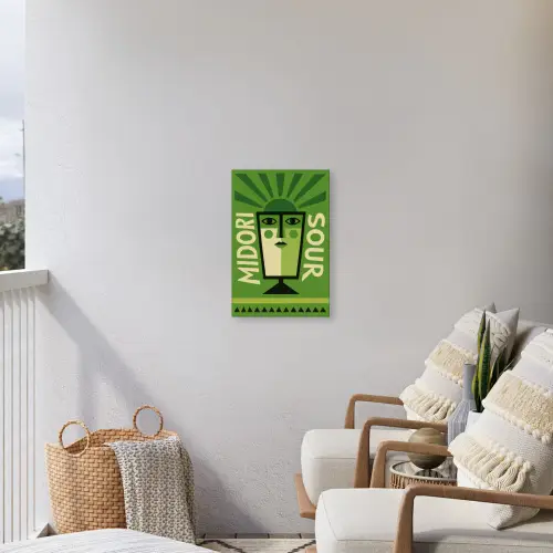 Grafisch - Art - Cocktail - Groen Tuinposter op houten frame 2 cm dik klein -sfeer1