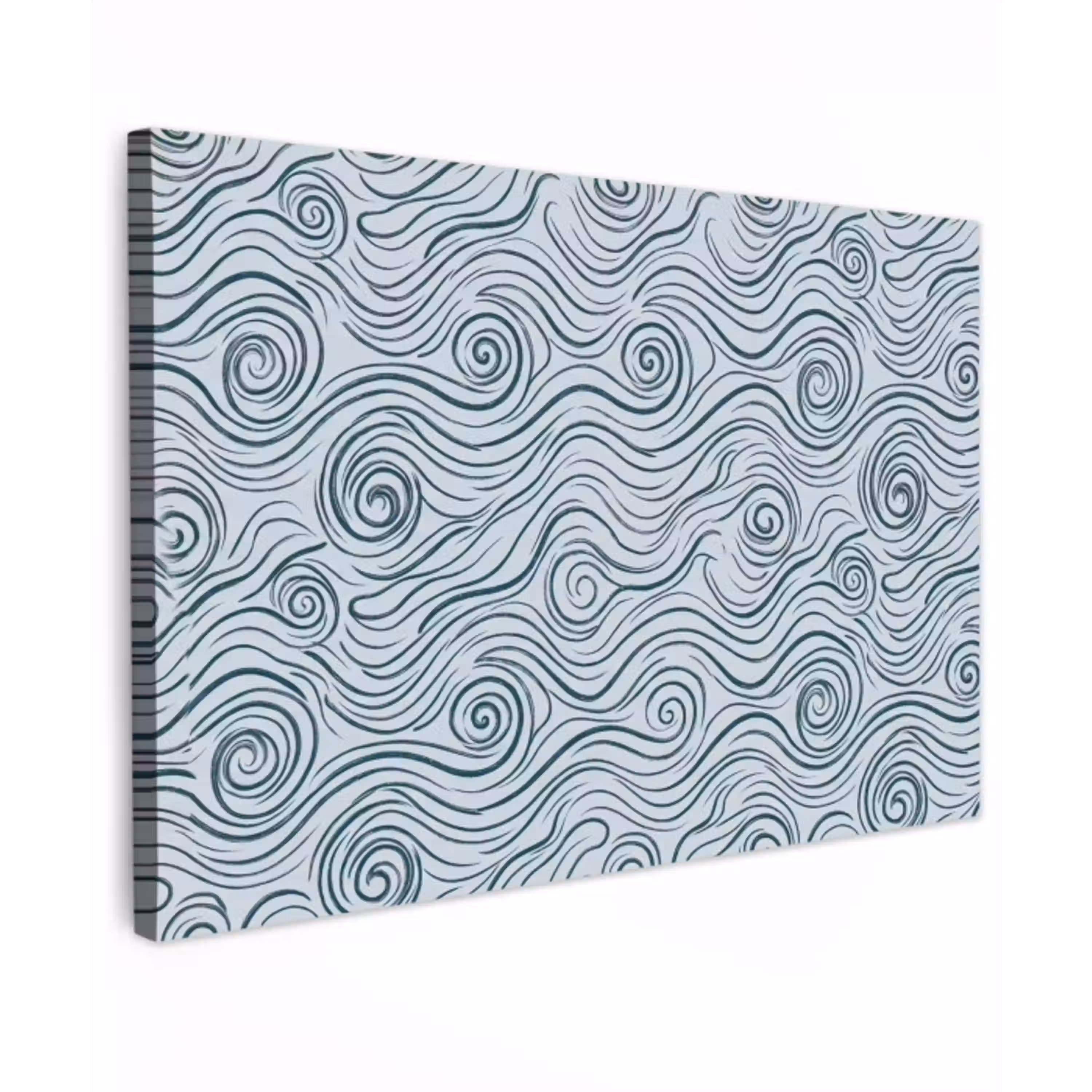 Patroon - Golven - Abstract - Modern - Blauw Tuinposter op houten frame 2 cm dik klein -3d