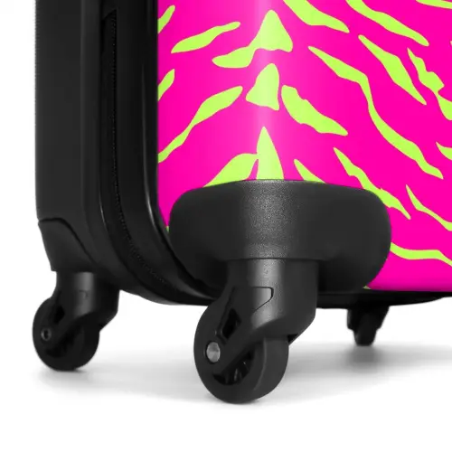 Felroze tijgerprint met limoengroene strepen NBS - Handbagage koffer - Volwassenen Unisex middel -wiel