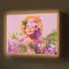 Vrouw - Abstract - Cirkel - Bloemen Light Box met batterij (Wandlamp) middel -z3d_website