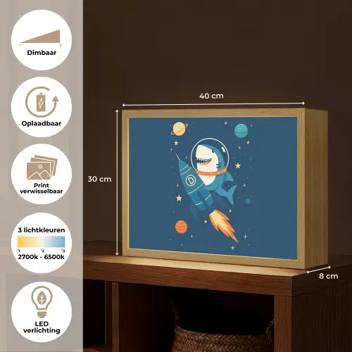 Raket - Haai - Ruimte Light Box met batterij (Wandlamp kind) middel -USP_websiteoverzichtNL