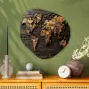 Wereldkaart -  Hout - Mozaïek Wandcirkel Organisch Aluminium middel -sfeer2