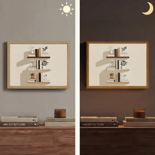 Plankjes - Boeken - Vaasjes - Planten Light Box met batterij (Wandlamp) middel -sfeer3