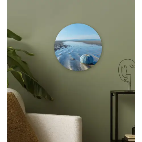 Strand - Schild - Water - Blauw Wandcirkel plexiglas klein -sfeer3