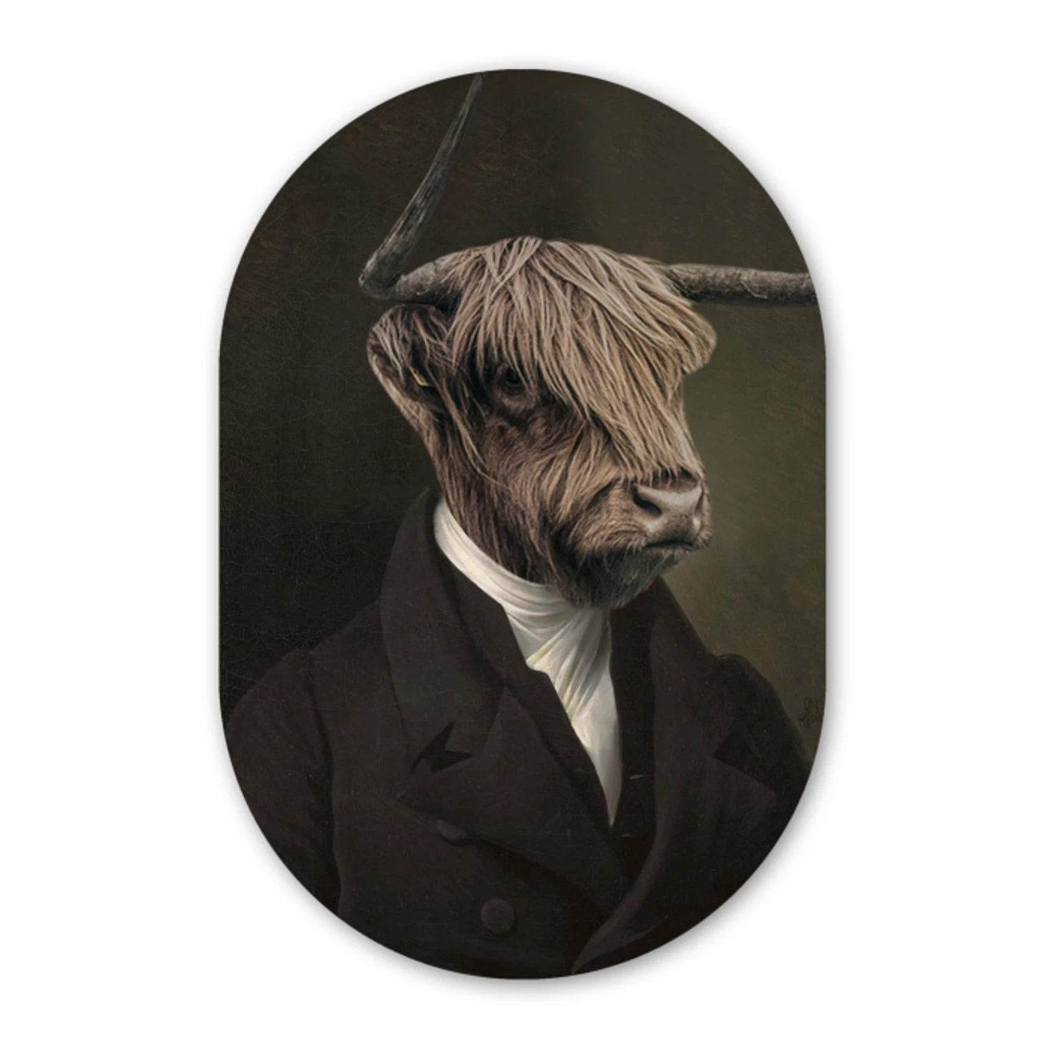Oude Meesters - Schotse Hooglander - Dieren Wandcirkel Ovaal Forex klein -3d