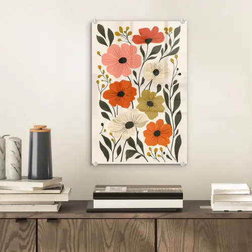 Veldbloemen - Stengels - Blaadjes - Groen plexiglas 5mm klein -sfeer1