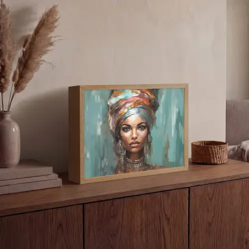 Vrouw - Kunst - Sieraden - Portret Light Box met batterij (Wandlamp) middel -sfeer2