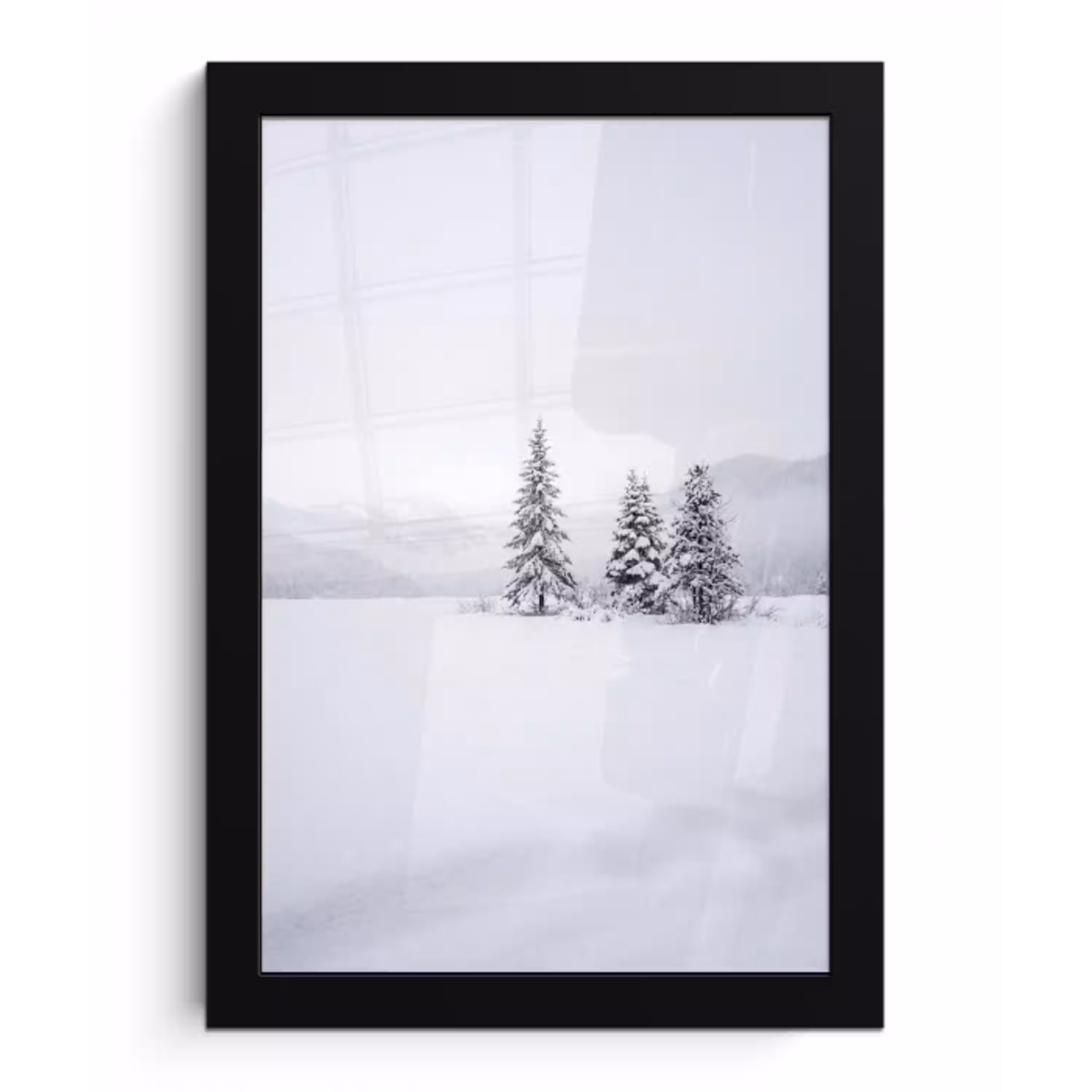 Fijnsparren - Sneeuw - Winter - Landschap - Stilte fotolijst zwart zonder passe partout klein -3d