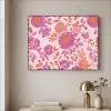 Bloemenpatroon - Roze - Oranje - Bloemen Textielframe zwart klein -sfeer2