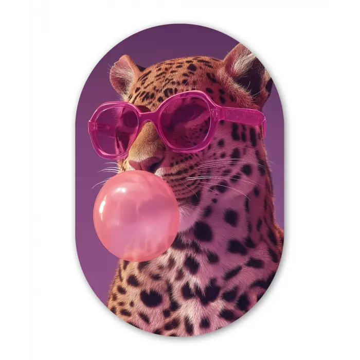 Panter - Zonnebril - Kauwgombel - Roze Wandcirkel Ovaal Glas middel -3d