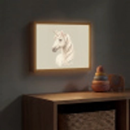 Eenhoorn - Wit - Getekend Light Box met batterij (Wandlamp kind) middel -sfeer5_kind