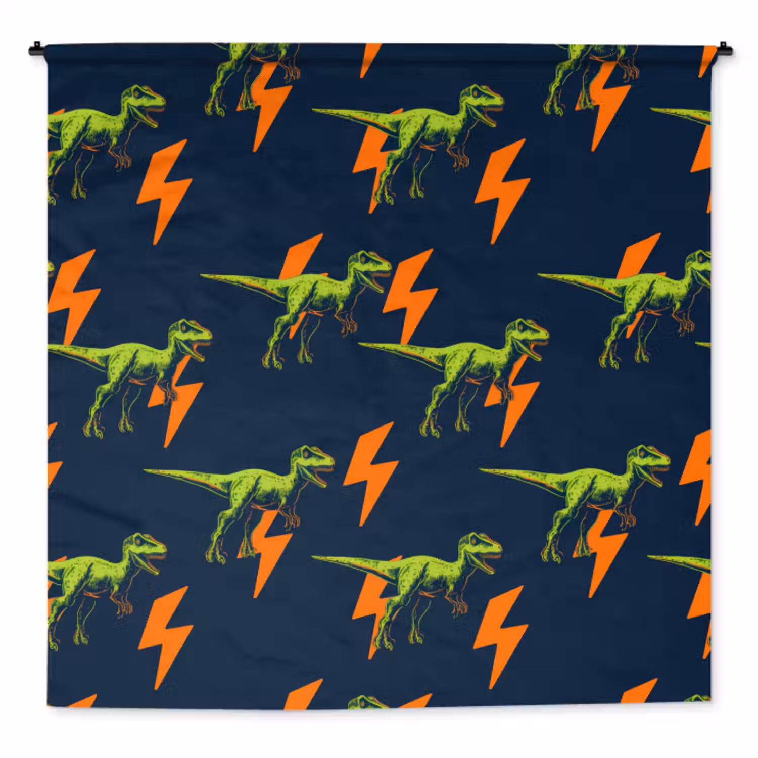 Wandkleed - Bliksemschichten - Oranje - Dinosaurussen