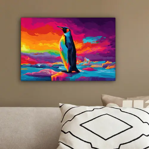Ijsschots - Pinguïn - Abstract - Lucht canvas 2cm klein -sfeer3
