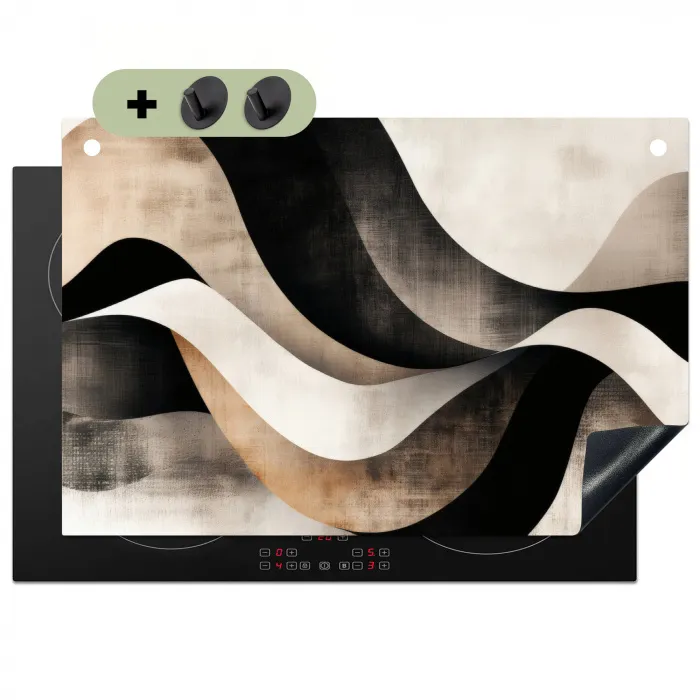 Abstract - Golven - Zwart - Verweerd Inductie beschemer met haakjes klein -3d
