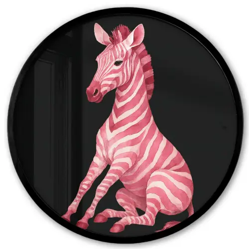 Zebra - Roze - Gestreept Fotolijst rond zonder passe partout klein -3d