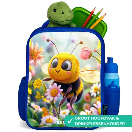 Bij op bloem Kinderrugzak - Blauw middel -inhoud_NL