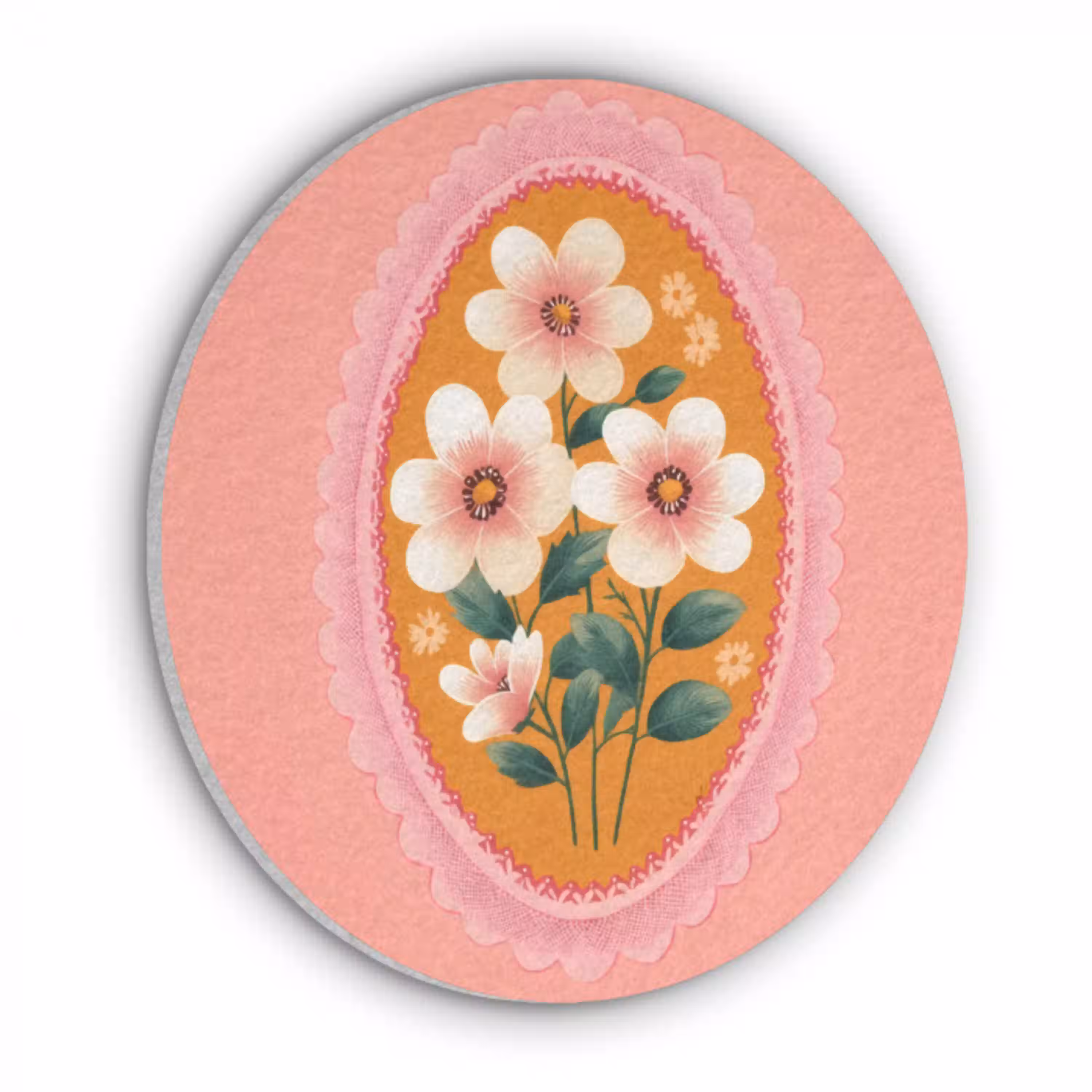Illustratie - Bloemen - Rand - Roze Akoestische PET Vilt - Rond klein -3d