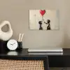 Street art - Banksy - Ballon - Graffiti - Retro poster papier klein -sfeer1